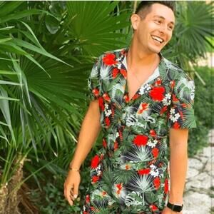Romper Jack NWT Men’s S Hawaiian Tropical Paradise Shorts 1 Piece Floral Parrot